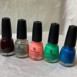 Used Set of 5 China Glaze Nail Polishes
